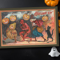 Danse vintage Halloween sorcière, Citrouilles, Dia