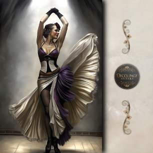 Papier Mousseline Danseur Violet et Crème sous les Projecteurs Decou