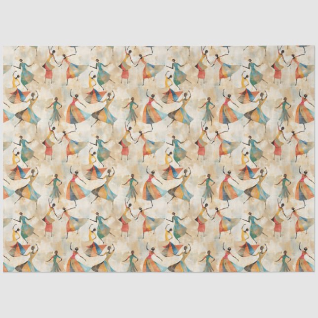 Papier Mousseline Danseurs Abstraits (Recto)