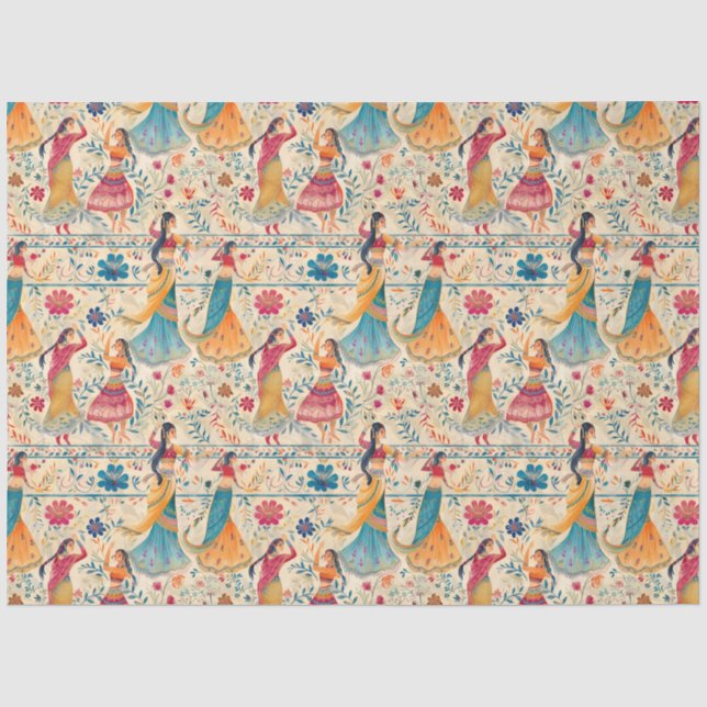 Papier Mousseline Danseurs Abstraits de Bollywood (Recto)