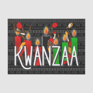 Papier Mousseline Danseurs Kwanzaa avec bougies Kinara