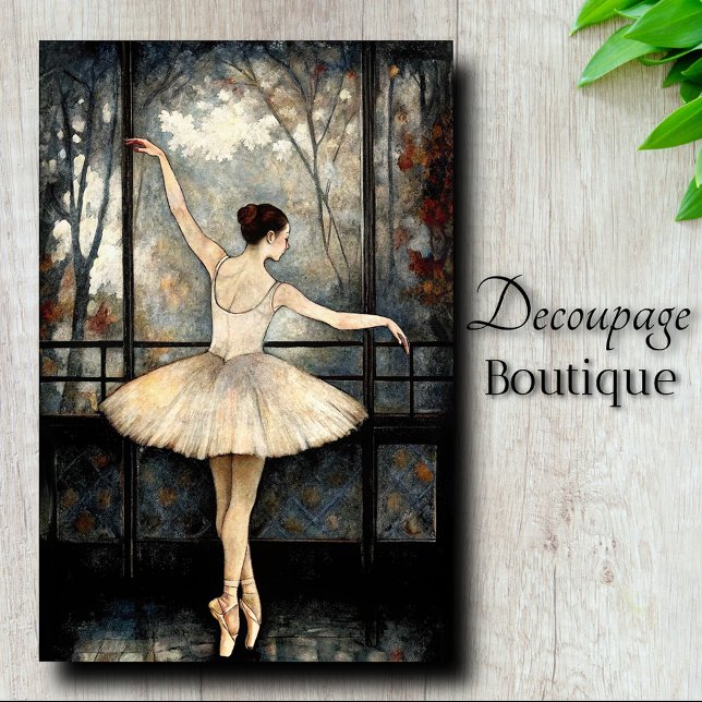 Papier Mousseline Danseuse de ballet Lumière de fenêtre Decoupage vi (Autumn Window Ballerina Decoupage Tissue Paper)