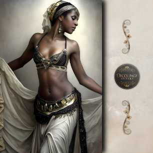 Papier Mousseline Danseuse dorée en découpage de perles royales