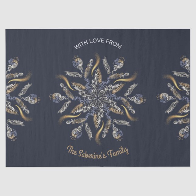 Papier Mousseline Dark Blue & Gold Midnight Sparkle Stars New Year  (Recto)