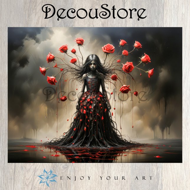 Papier Mousseline Dark Rose Siren Decoupage (Créateur téléchargé)