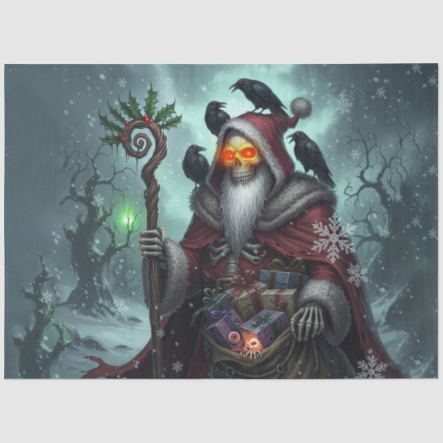 Papier Mousseline Dark Santa of Shadows – Gothic Christmas Skeleton  (Recto)