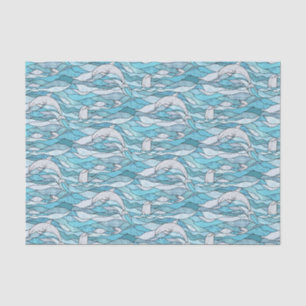 Papier Mousseline Dauphins de verre tendu de l'océan bleu