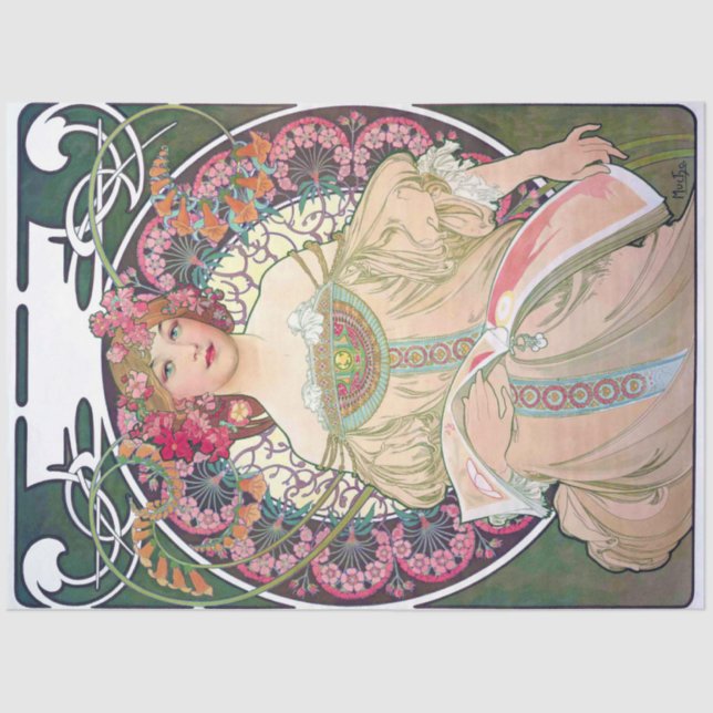 Papier Mousseline Daydream (printemps), Mucha (Recto)