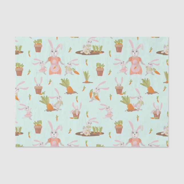 Papier Mousseline De mignons lapins et carottes (Recto)
