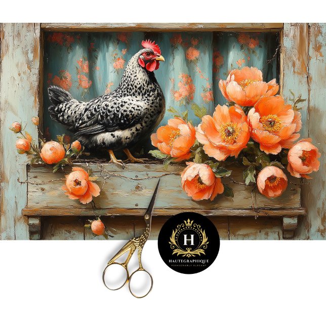 Papier Mousseline Déchiqueté Hen Vibrant Pépites Orange Découpage (Créateur téléchargé)