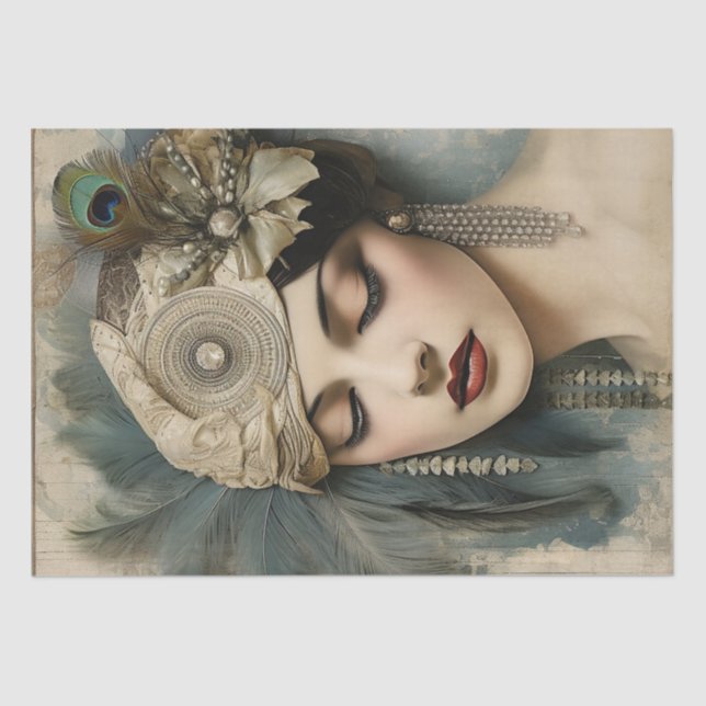 Papier Mousseline Déco de Fille Flapper des années 1920 (Recto)
