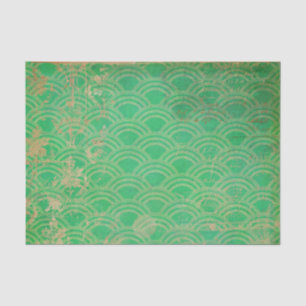Papier Mousseline Déco géométrique verte déçue