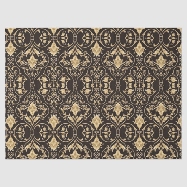 Papier Mousseline Déconnexion Motif de dentelle Goth Black Gold   (Recto)