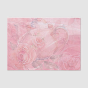 Papier Mousseline Décor Charmant Pink Decoupage Design Pot à Thé