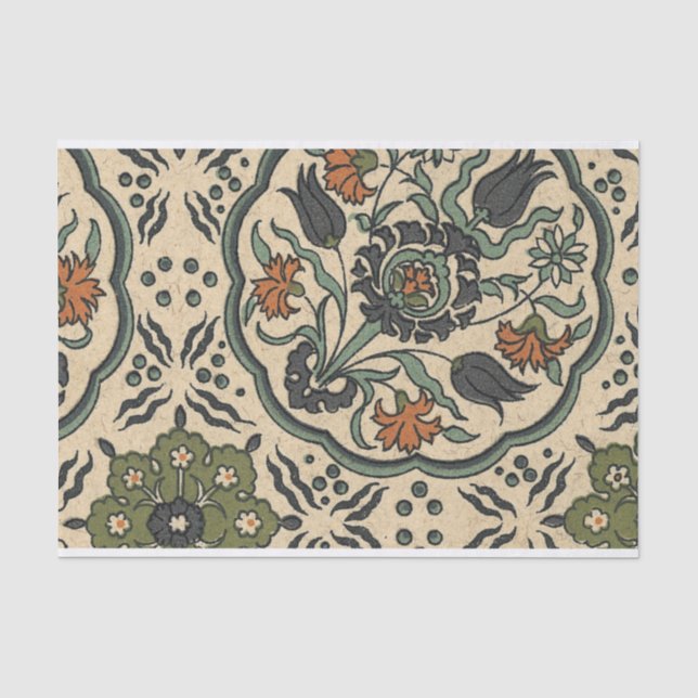 Papier Mousseline Décor Floral Perse Carrelage (Recto)