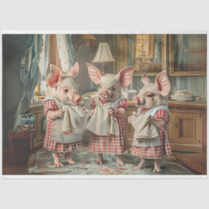 Papier Mousseline Découpage 3 petits cochons À damiers vêtements Cui