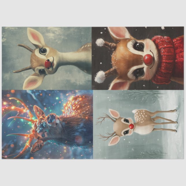 Papier Mousseline Découpage 4 Scrapbooking Design de rennes de Noël (Recto)