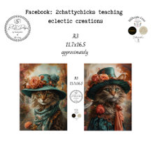 Decoupage A3 Scrapbooking Victorian Whimsical Cats