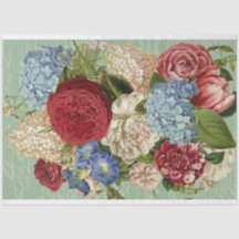 Découpage à bouquet floral rouge-blanc-bleu