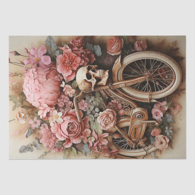 Papier Mousseline Découpage à l'aquarelle du crâne floral (Recto)