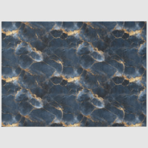 Papier Mousseline Découpage à motif marbré bleu marine et or