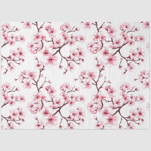 Papier Mousseline Découpage à motifs de fleurs de cerisiers (Recto)