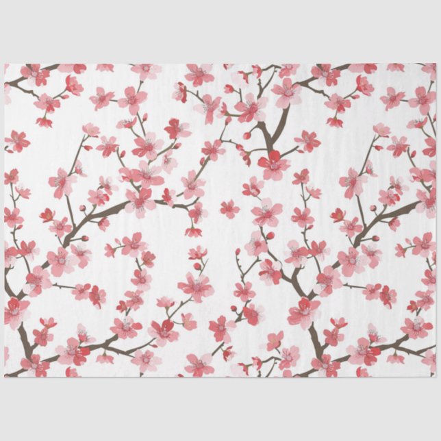 Papier Mousseline Découpage à motifs de fleurs de cerisiers (Recto)