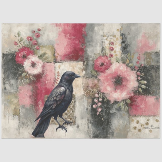 Papier Mousseline Découpage Abstrait Art College en fleurs déçues (Recto)