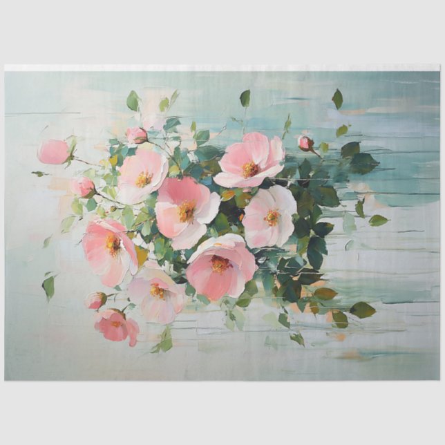 Papier Mousseline Découpage Abstrait de bouquet floral rose (Recto)