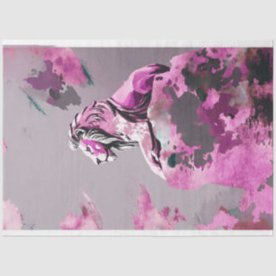 Papier Mousseline Découpage Abstrait de Lion rose
