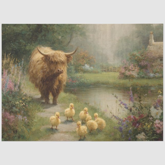 Papier Mousseline Découpage Agritourisme Highland & Ducklings Pond (Recto)