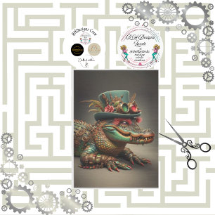 Papier Mousseline Découpage Alligator Steampunk Haut chapeau avec pl