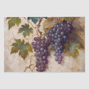 Papier Mousseline Découpage aquarelle de raisins et de vignes