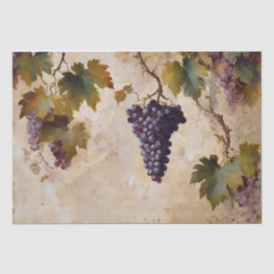 Papier Mousseline Découpage aquarelle de raisins et de vignes