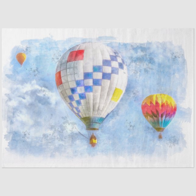 Papier Mousseline Découpage aquarelle des ballons à air chaud (Recto)