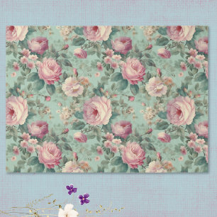 Papier Mousseline Découpage aquatique de rose florale vintage