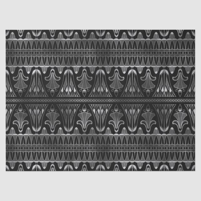 Papier Mousseline Découpage Argent et Art Déco Noir (Recto)