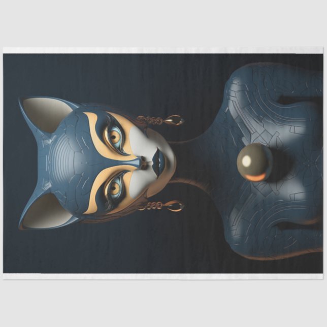 Papier Mousseline Découpage Art Déco Chat (Recto)