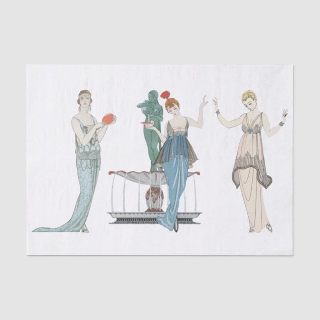 Papier Mousseline Découpage Art Déco Dames de Mode Française (Recto)