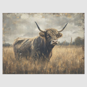 Papier Mousseline Découpage Art Découpage Rustique Highland Cow Pays