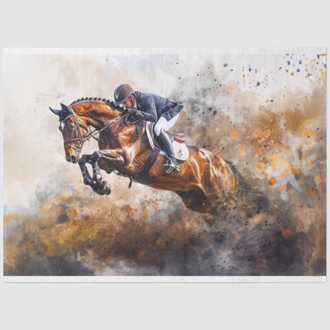 Papier Mousseline Découpage Art numérique équestre cavalier et cheva (Recto)