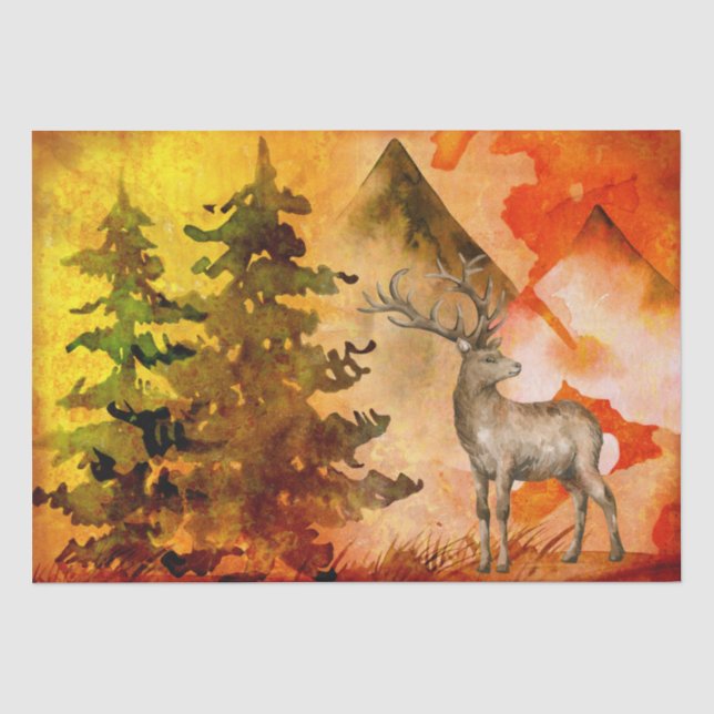 Papier Mousseline Découpage automne avec grande Antler Buck Découpag (Recto)