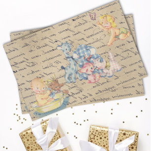 Papier Mousseline Découpage Baby Shower  Vintage