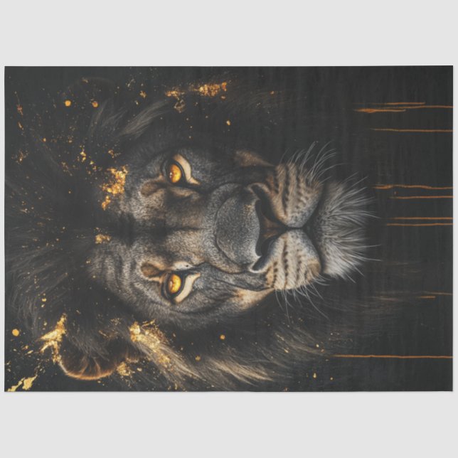 Papier Mousseline Découpage Black Lion Gold Conception Abstraite de  (Recto)