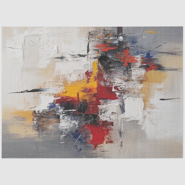 Papier Mousseline Découpage blanc, rouge, noir, gris bleu Abstrait (Recto)