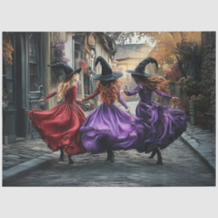 Papier Mousseline Découpage Bonne Sorcière Danser Rue Cobblestone