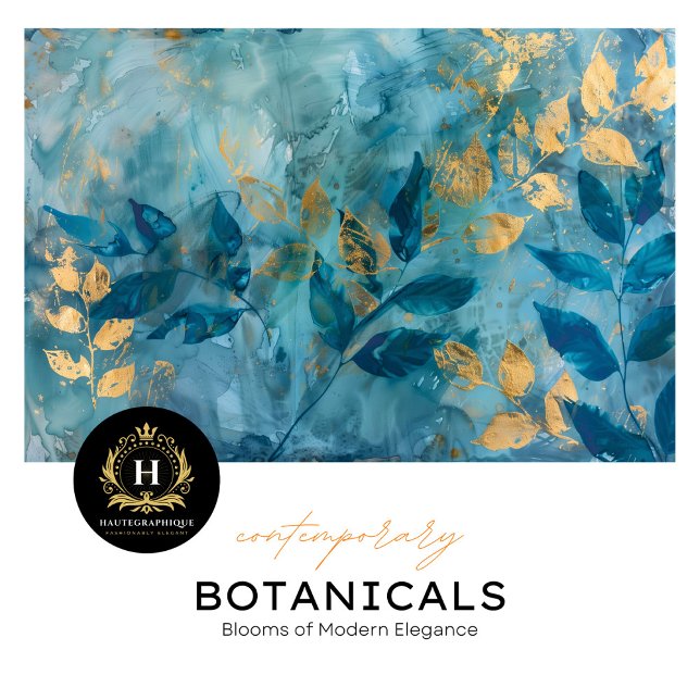 Papier Mousseline Découpage botanique de mariage luxe sarcelle et or (Créateur téléchargé)