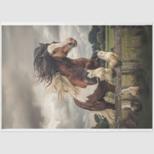 Papier Mousseline Découpage Brown blanc Clydesdale Horse
