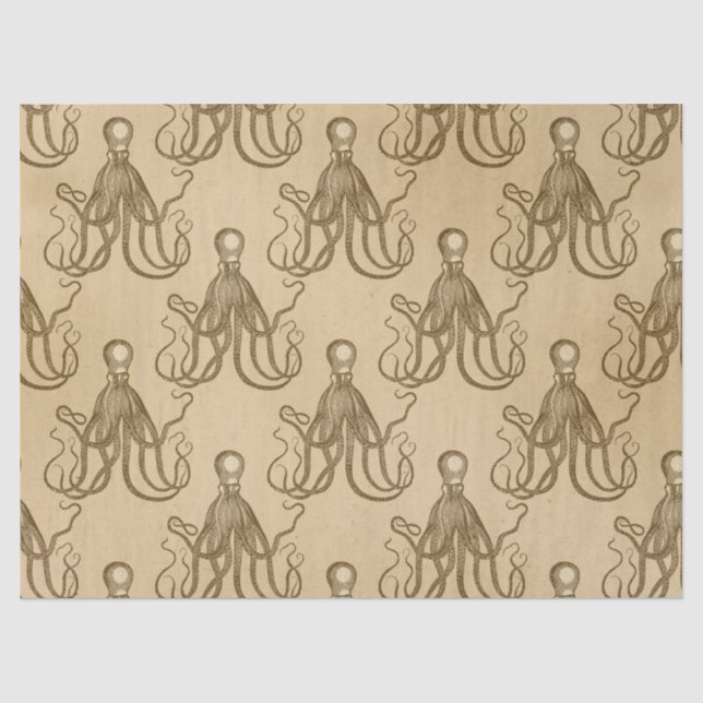Papier Mousseline Découpage Brown Vintage d'octopus (Recto)