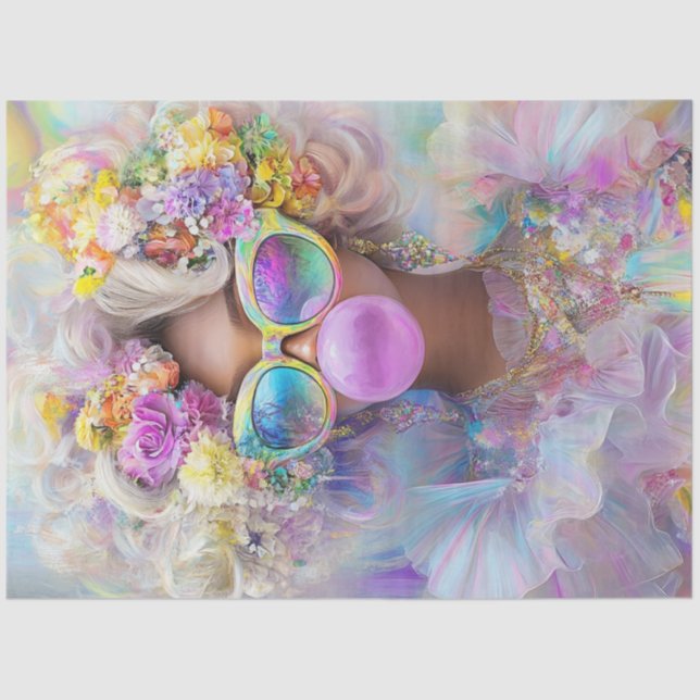 Papier Mousseline Découpage Bubblegum Art d'été avec Vibes rétro (Recto)